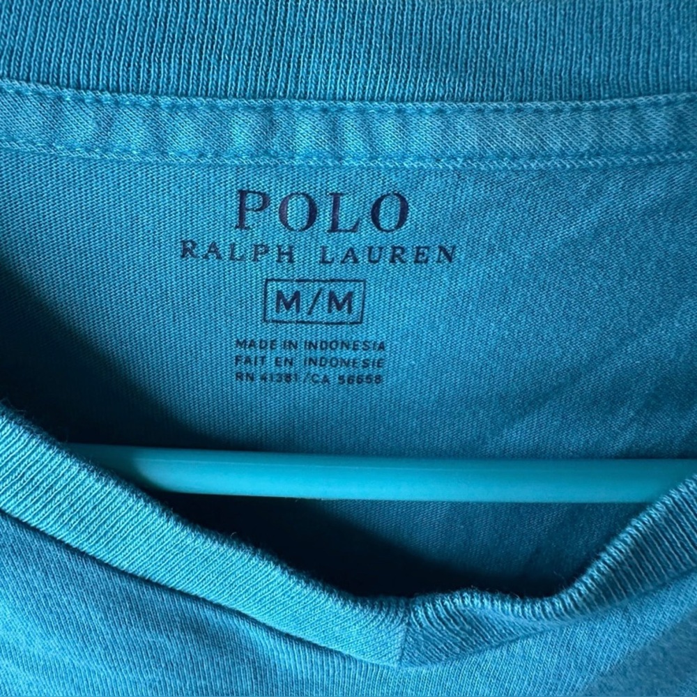 Mens Size Medium Polo Ralph Lauren Blue V Neck - Picture 3 of 5